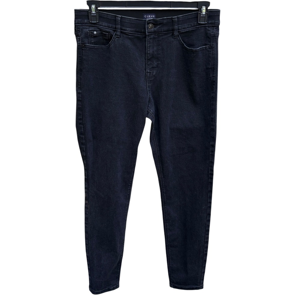 Curve Appeal Womens 10/30 Skinny Jeans Black High‎ Rise Denim Minimalist Casual